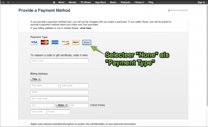 iTunes buitenlands account: geen payment type