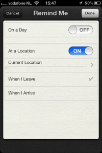Reminders in iOS 5: een herinnering wanneer je weggaat dankzij geofencing 