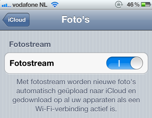 Foto stream instellingen op iPhone