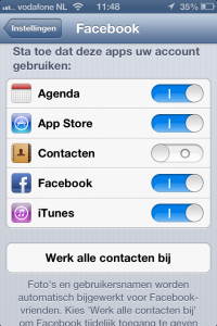 Facebook: instellingen in iOS 6