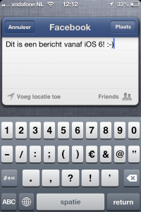 iOS 6: posten naar Facebook vanuit berichtencentrum