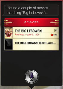 Siri op de iPad: filminformatie over The Big Lebowski