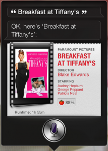 Siri op de iPad: filminformatie over Breakfast at Tiffany's