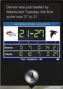 Siri op de iPad: sportinformatie - uitslagen NFL