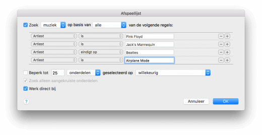 iTunes slimme afspeellijst: favoriete artiesten