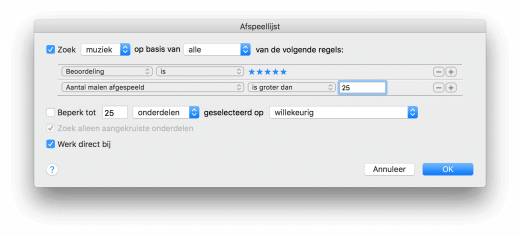 iTunes slimme afspeellijst: favoriete muziek