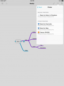 Print je MindNode Mindmap vanaf je iPad