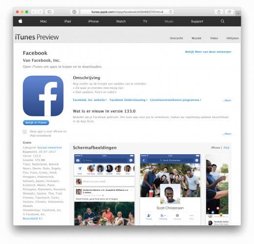 De Facebook app gebruikt bijna 400MB op je iPad.