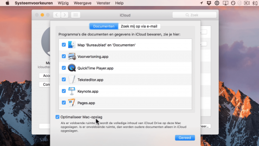 Opslag optimaliseren via iCloud kan een optie zijn om meer ruimte te maken op je Mac