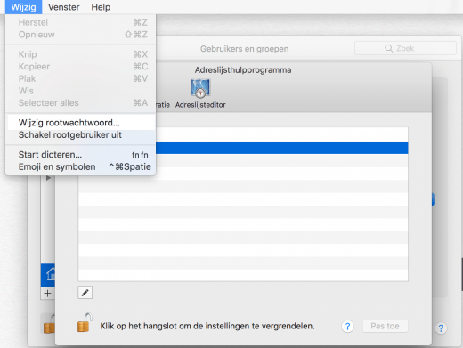 Wijzig het root-wachtwoord via het Adreslijsthulpprogramma