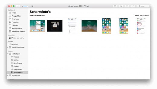 Schermfoto's filteren in Foto's op de Mac