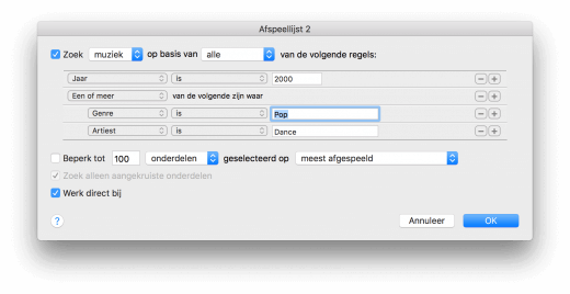 iTunes slimme afspeellijst: regels nesten