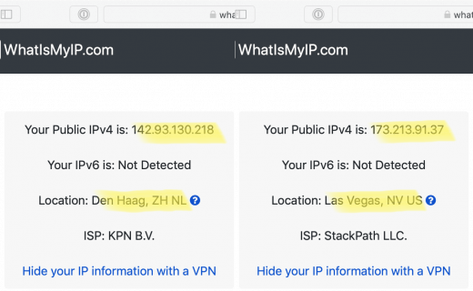 Links is voor het verbinden met een VPN in Amerika, rechts er na